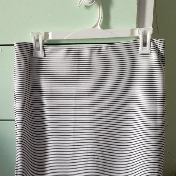 Free Press Nordstrom Black&White Stripes Elastic Waist KneeLength Pencil Skirt - Picture 2 of 12